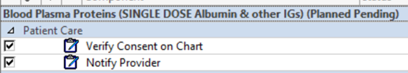 Blood Plasma Proteins (Single Dose Albumin and other IGs) powerplan β Patient Care